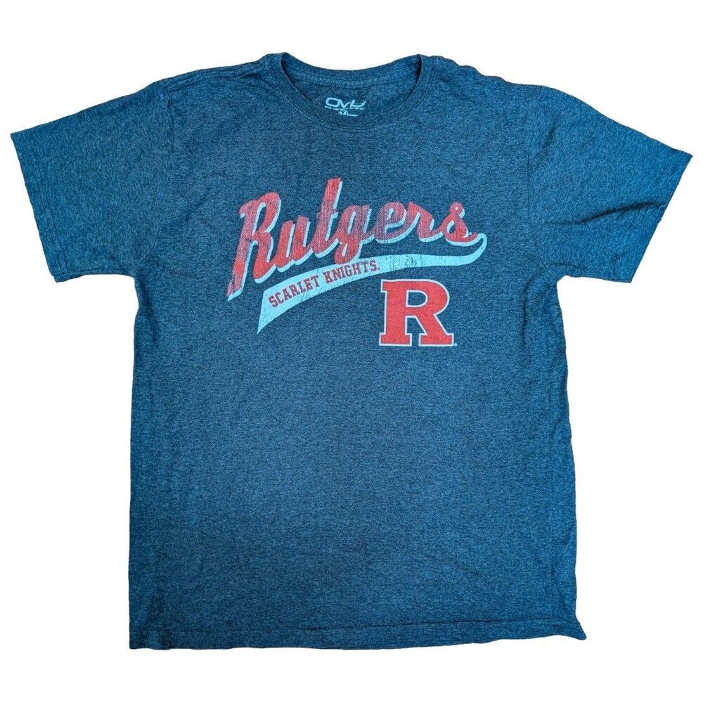 Rutgers Scarlet Knights Mens M Blue Heathered Old Varsity Brand T-Shirt